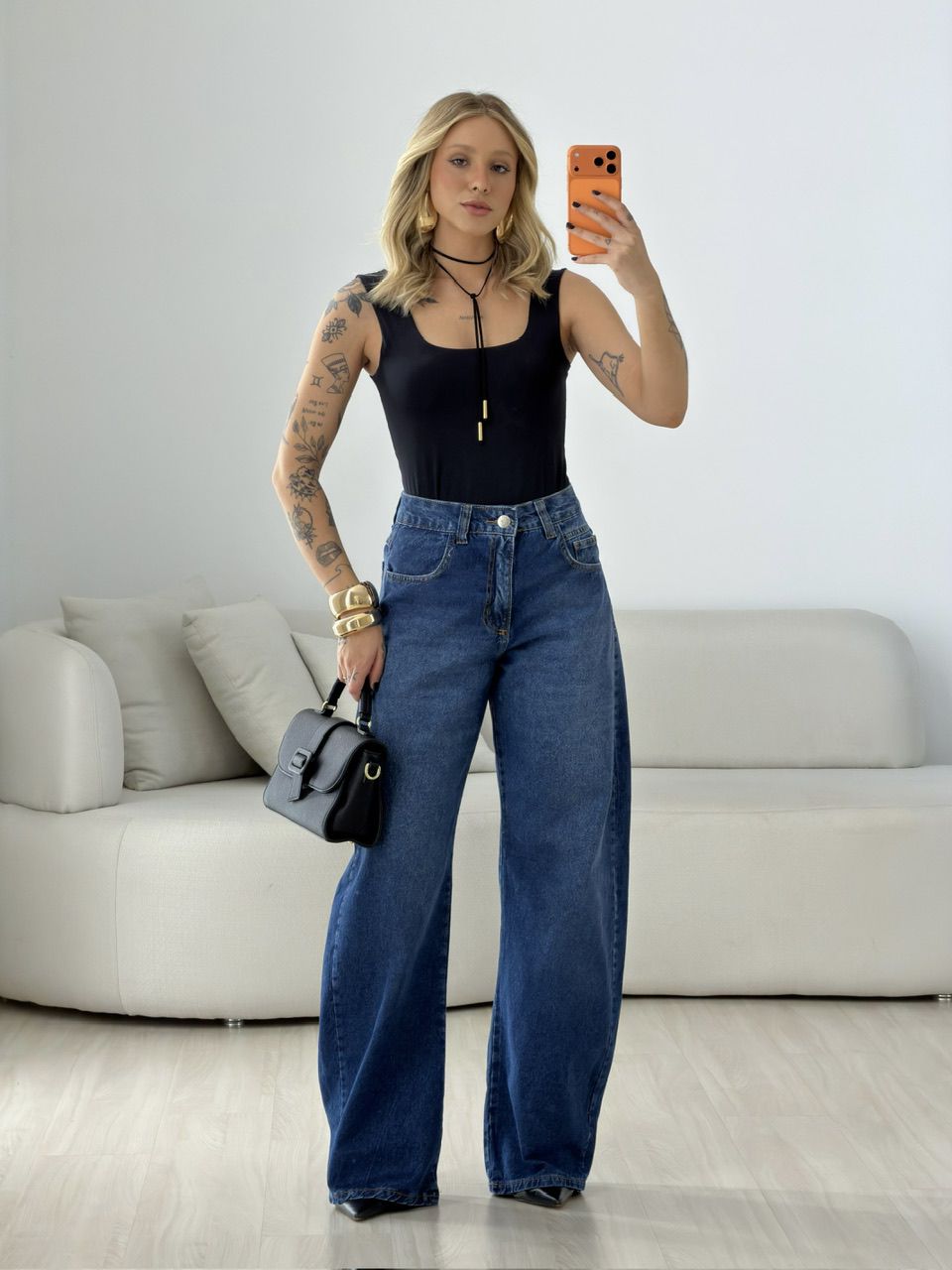 CALÇA ANA LAURA BAGGY BALLOON JEANS MÉDIO