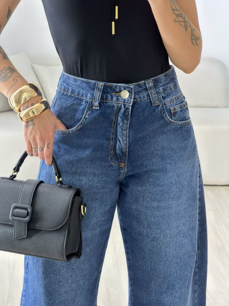 CALÇA ANA LAURA BAGGY BALLOON JEANS MÉDIO