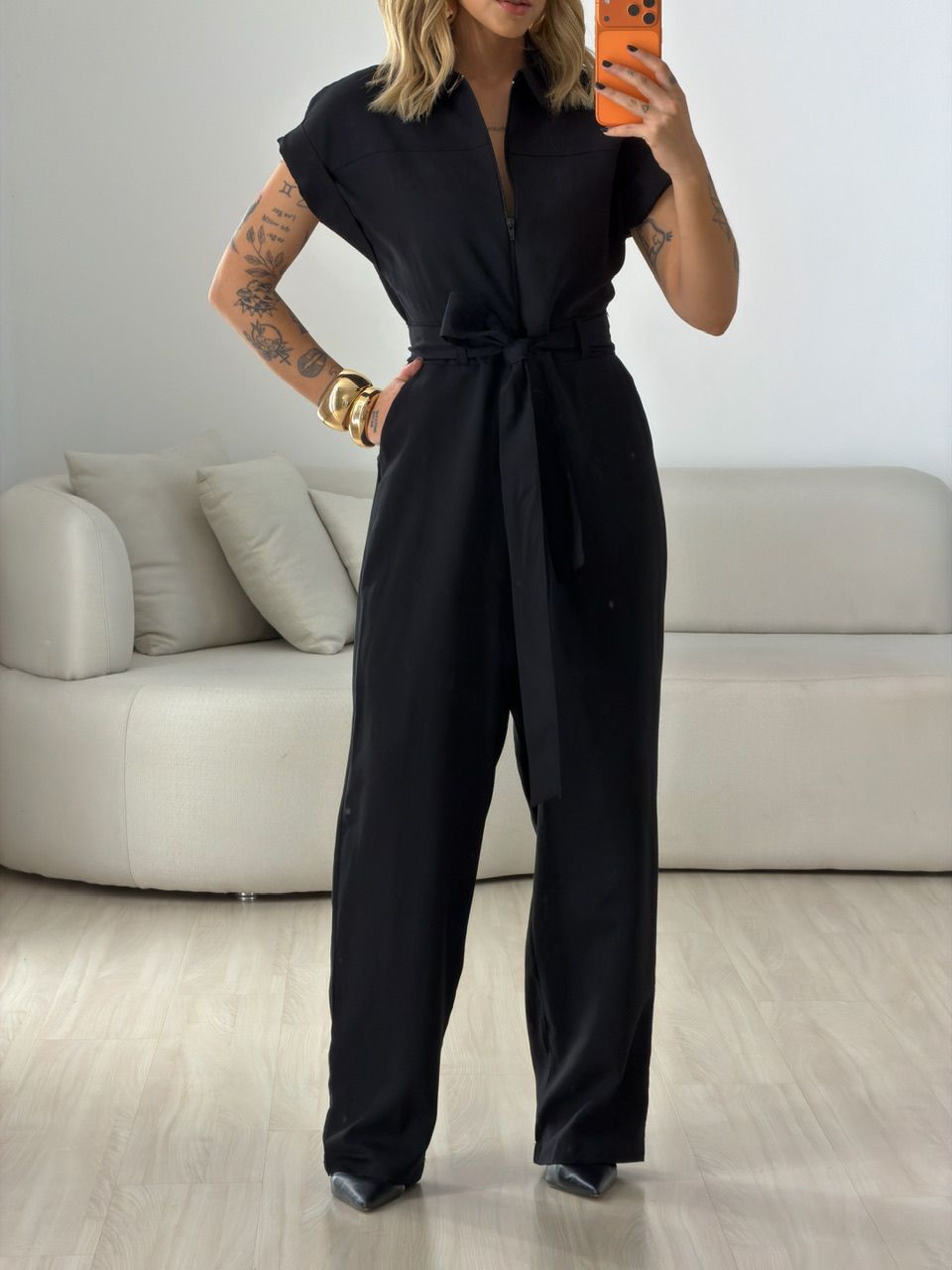 MACACÃO IVONE ZÍPER PRETO