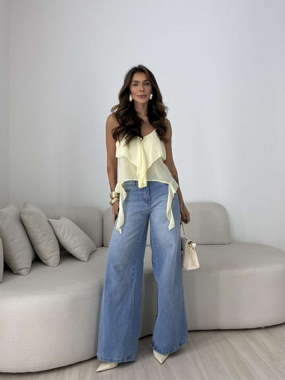 BLUSA FABIANA BABADOS YELLOW BUTTER