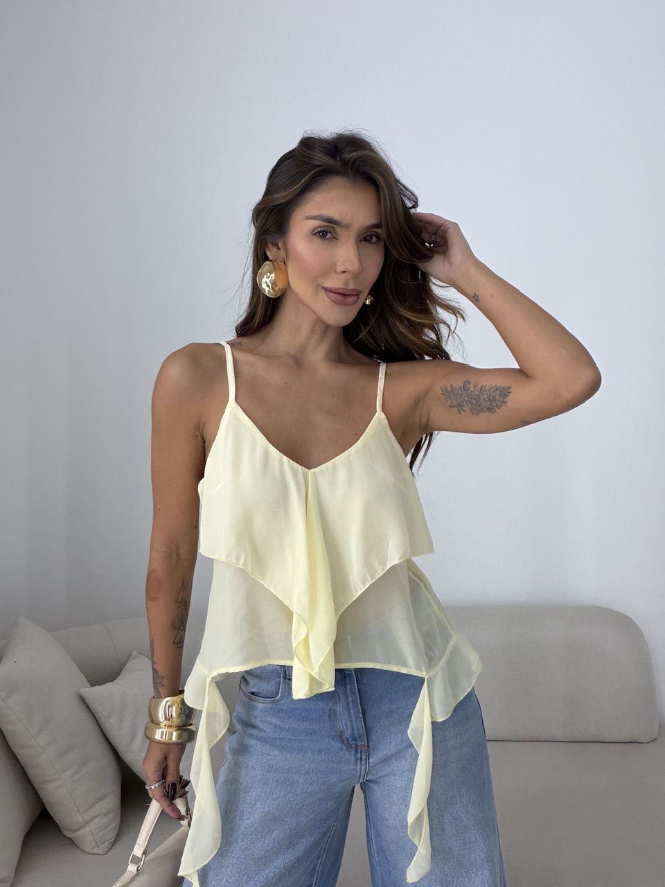 BLUSA FABIANA BABADOS YELLOW BUTTER