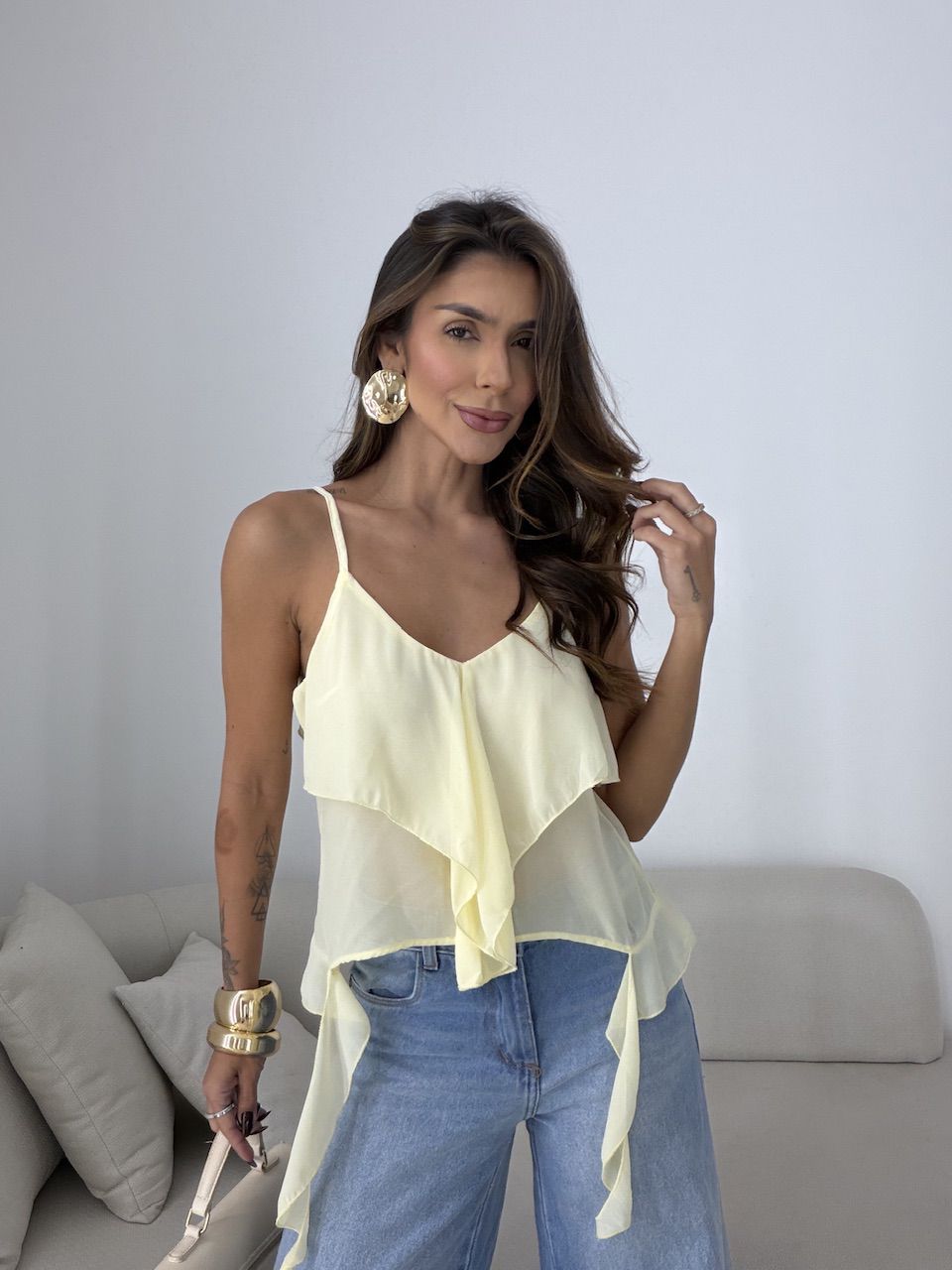 BLUSA FABIANA BABADOS YELLOW BUTTER