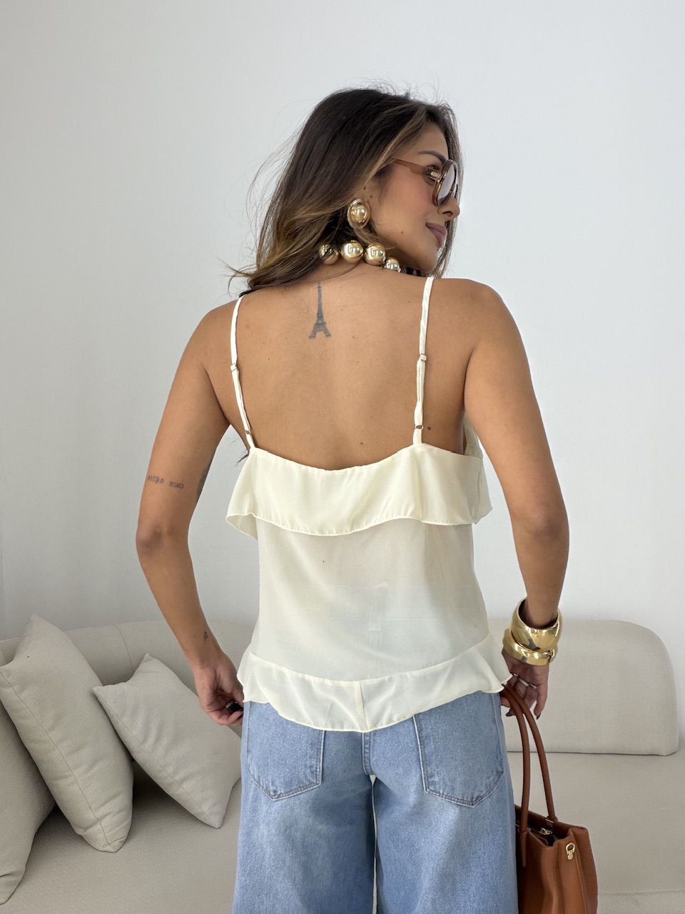 BLUSA FABIANA BABADOS CREME