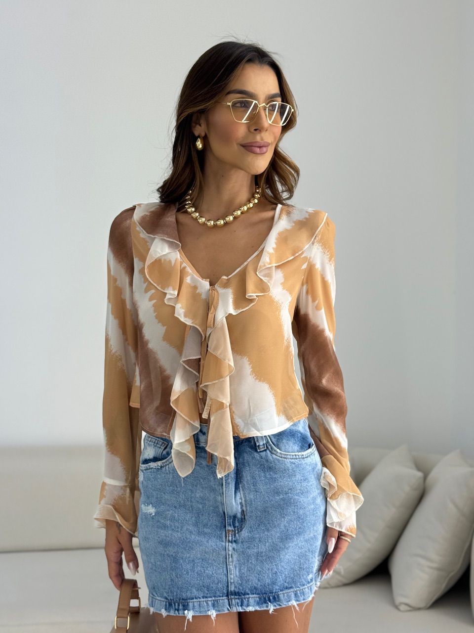 BLUSA SELENA ESTAMPADA NUDE