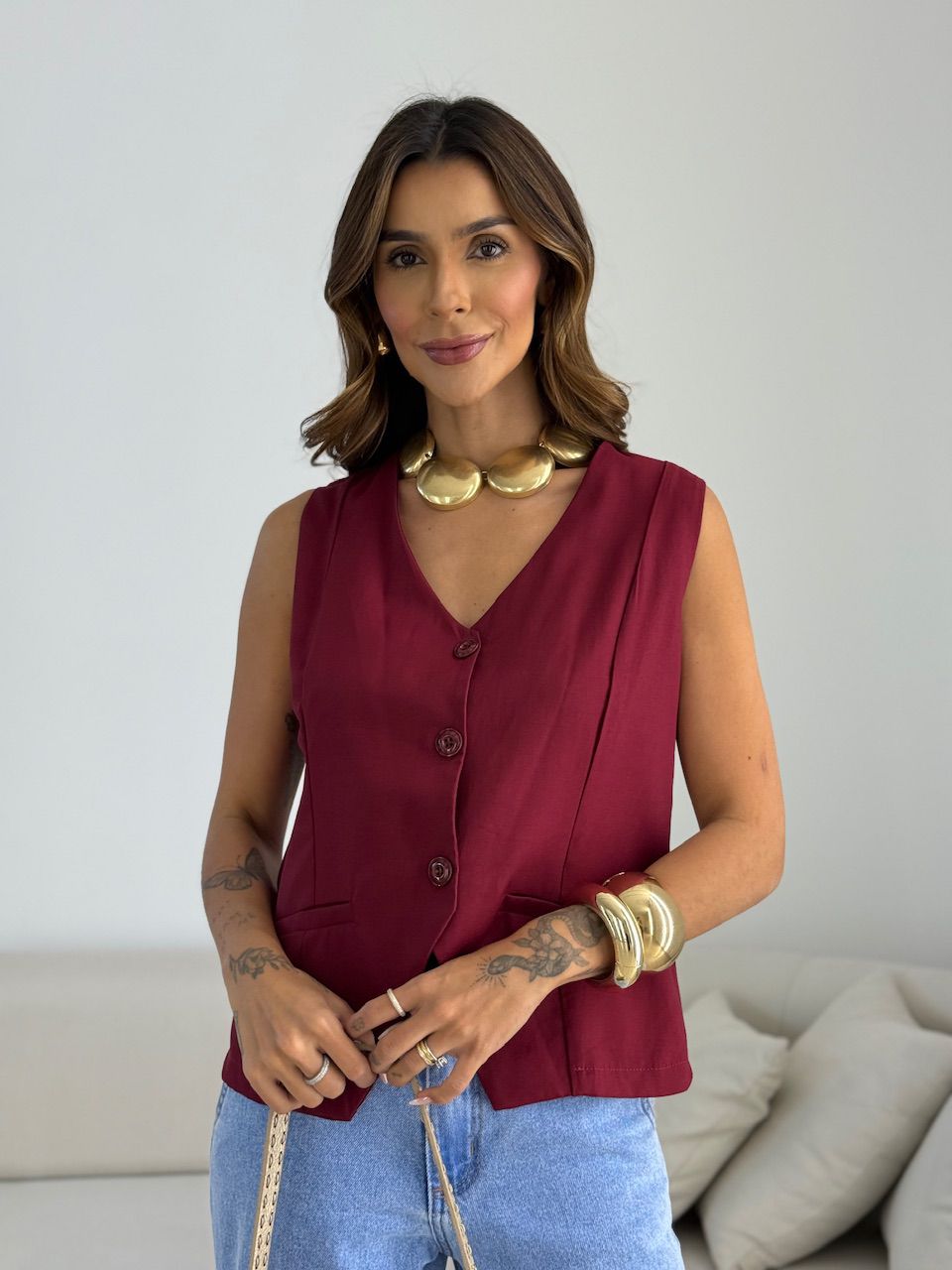 COLETE EVA ALFAIATARIA VINHO - 0069910168 - CAROLLA FERRARO