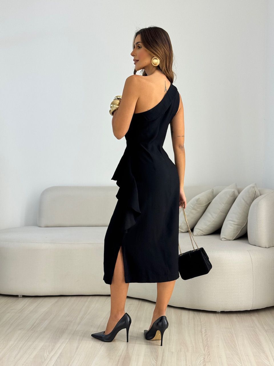 VESTIDO ARETHA NULA MANGA PRETO