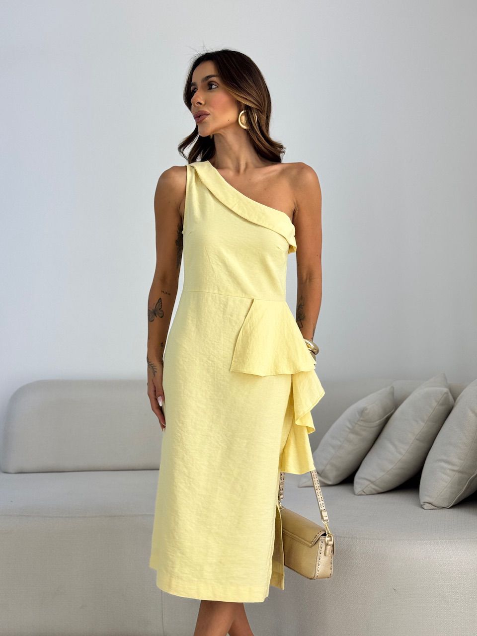 VESTIDO ARETHA NULA MANGA YELLOW BUTTER