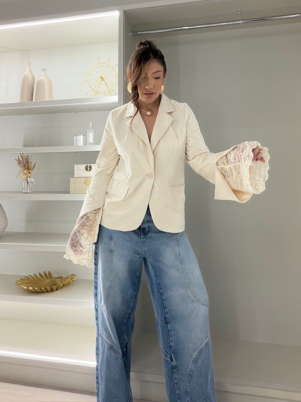 BLAZER MICAELA RENDA AREIA