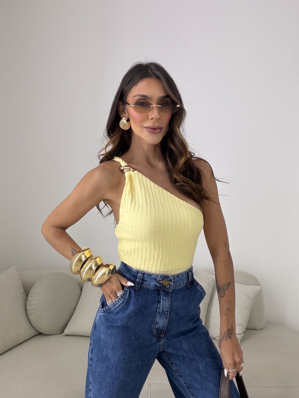 BLUSA GISELE NULA MANGA AMARELA