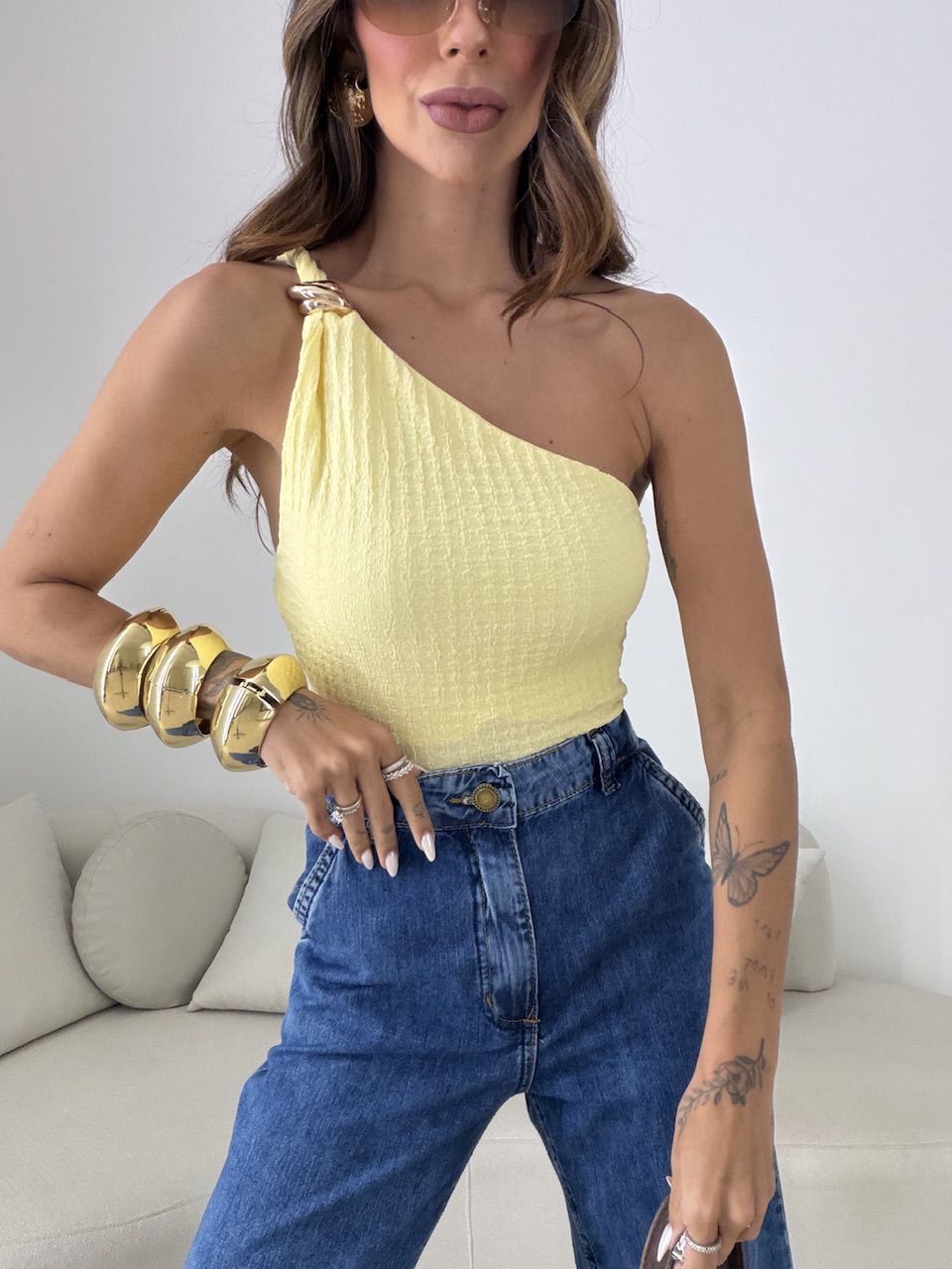 BLUSA GISELE NULA MANGA AMARELA