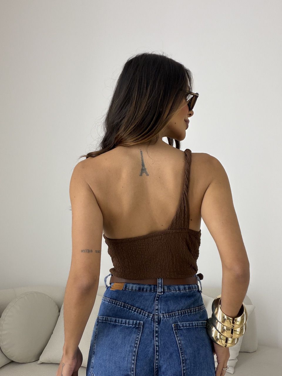 BLUSA GISELE NULA MANGA MARROM