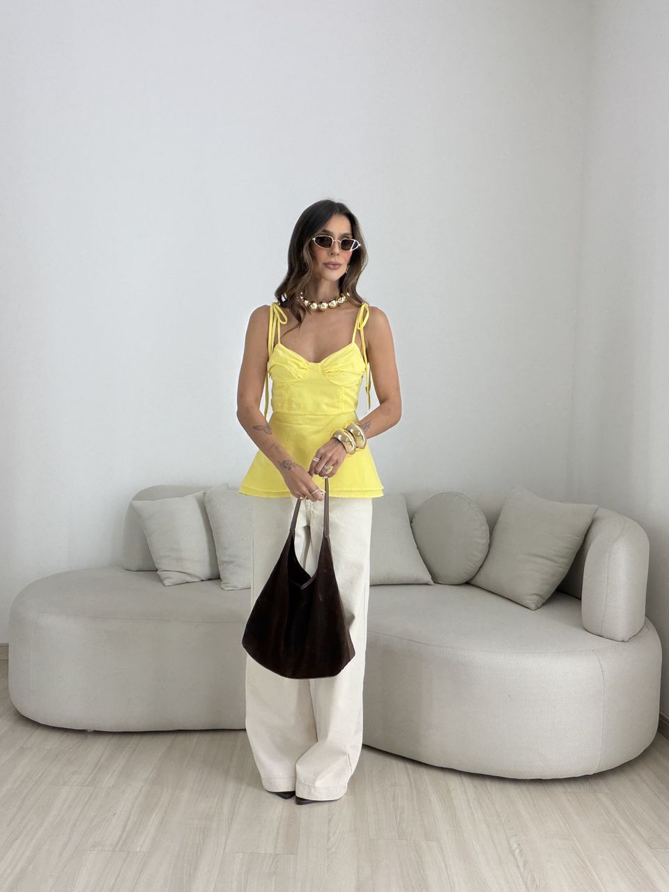 BLUSA MARIA BETÂNIA AMARRAÇÃO AMARELA