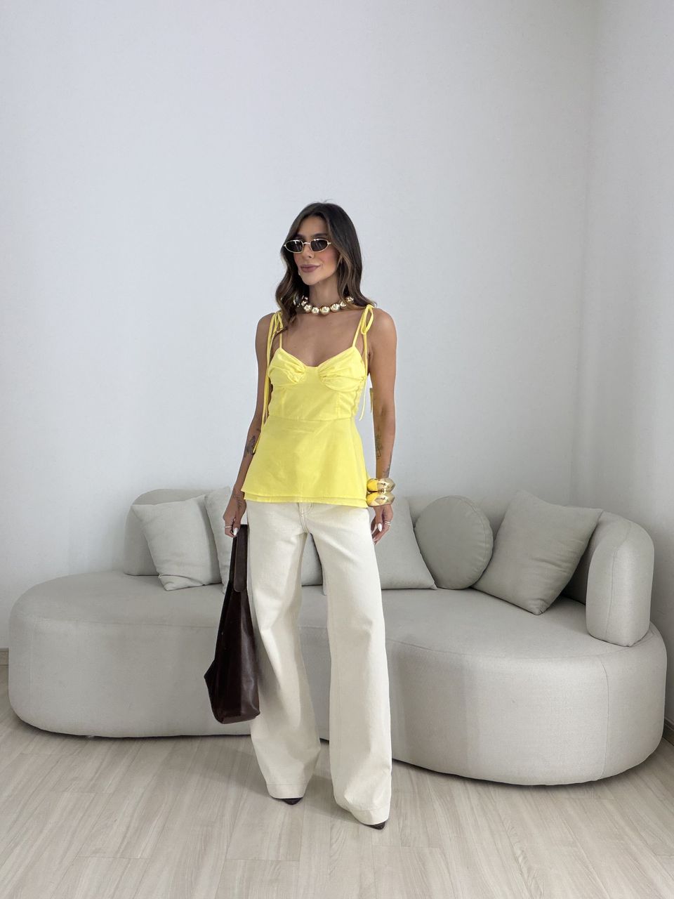 BLUSA MARIA BETÂNIA AMARRAÇÃO AMARELA