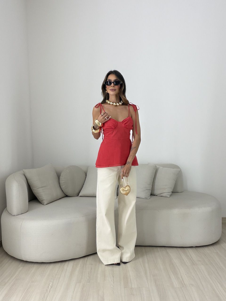 BLUSA MARIA BETÂNIA AMARRAÇÃO VERMELHA