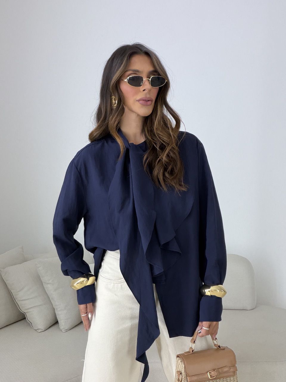 CAMISA POLIANA BABADOS MARINHO
