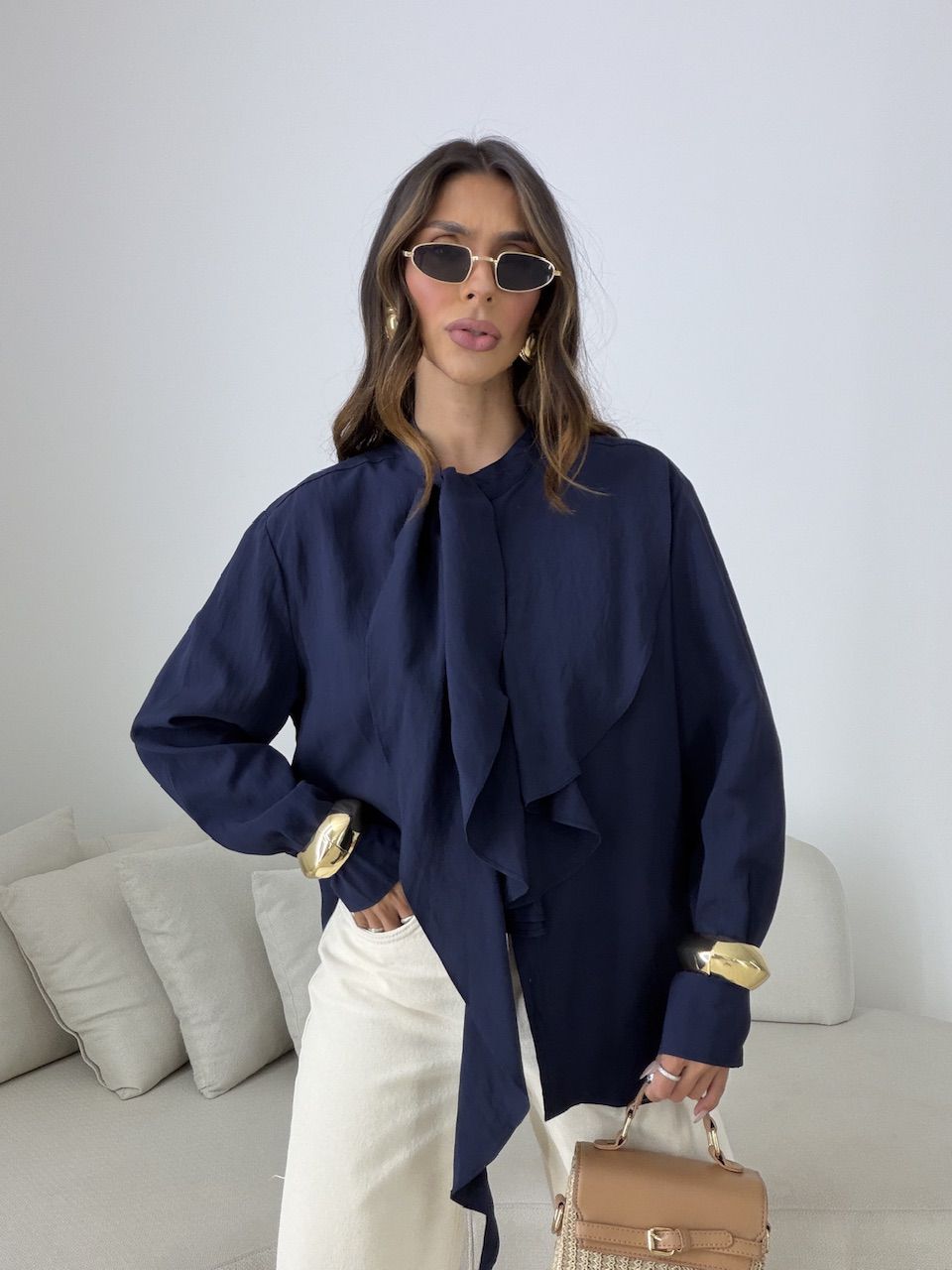 CAMISA POLIANA BABADOS MARINHO