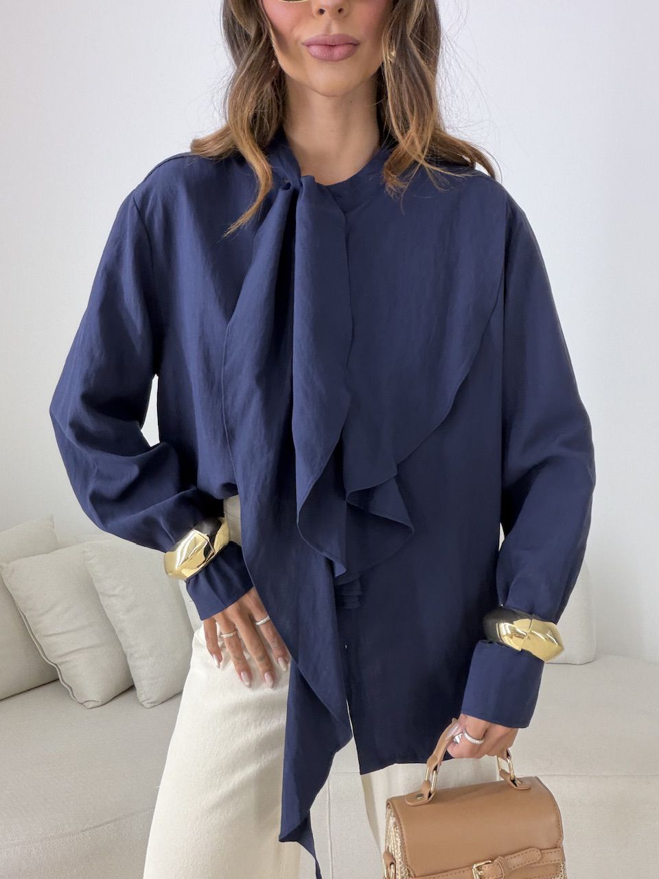 CAMISA POLIANA BABADOS MARINHO