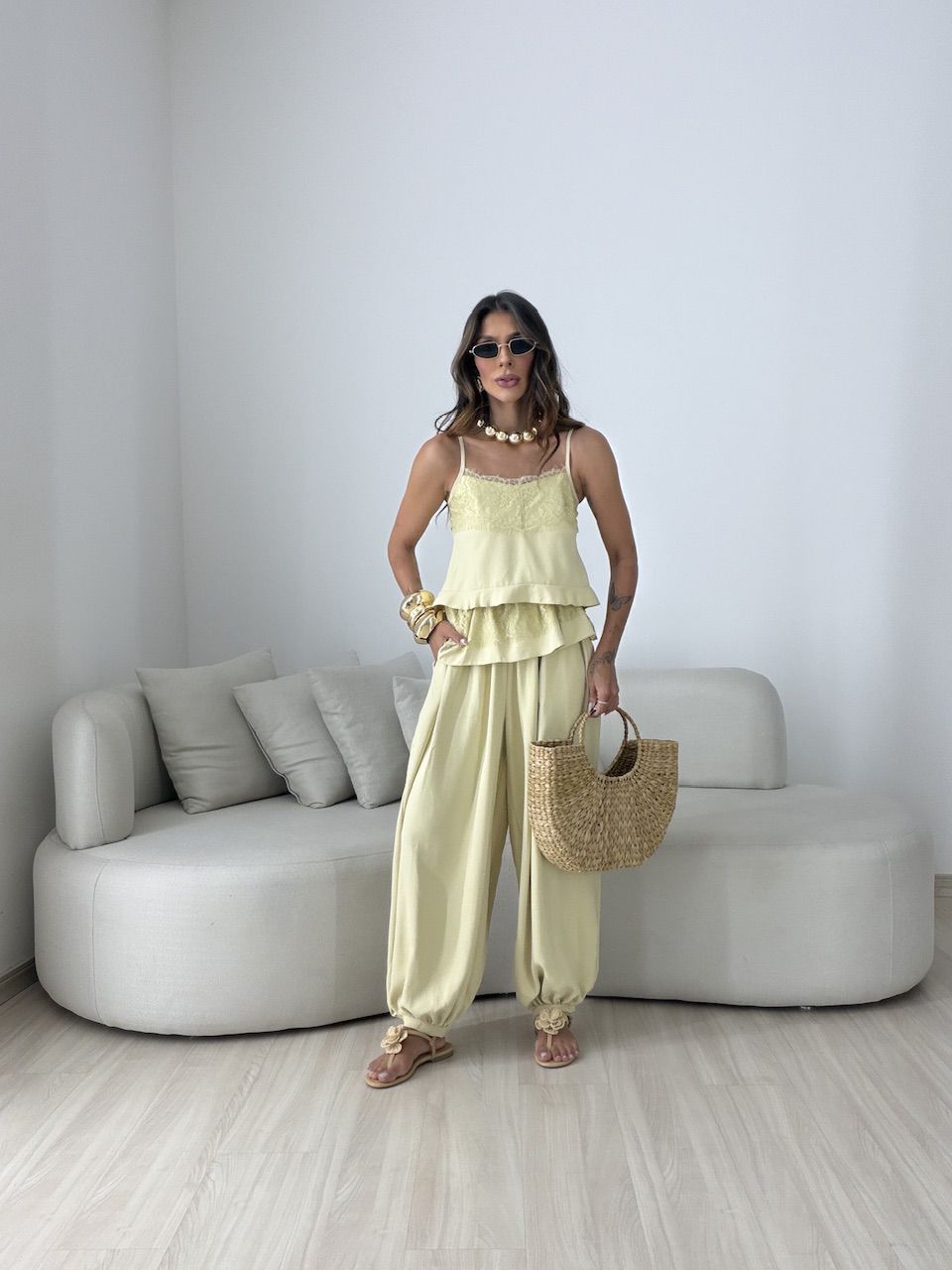 CONJUNTO LORRAINE ALADIM AMARELO