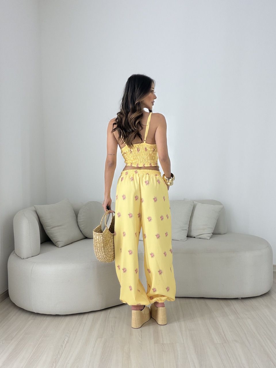 CONJUNTO MALU FLORES AMARELO