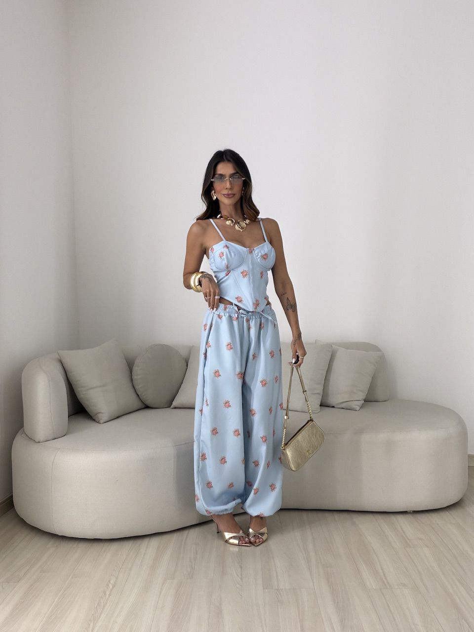 CONJUNTO MALU FLORES AZUL