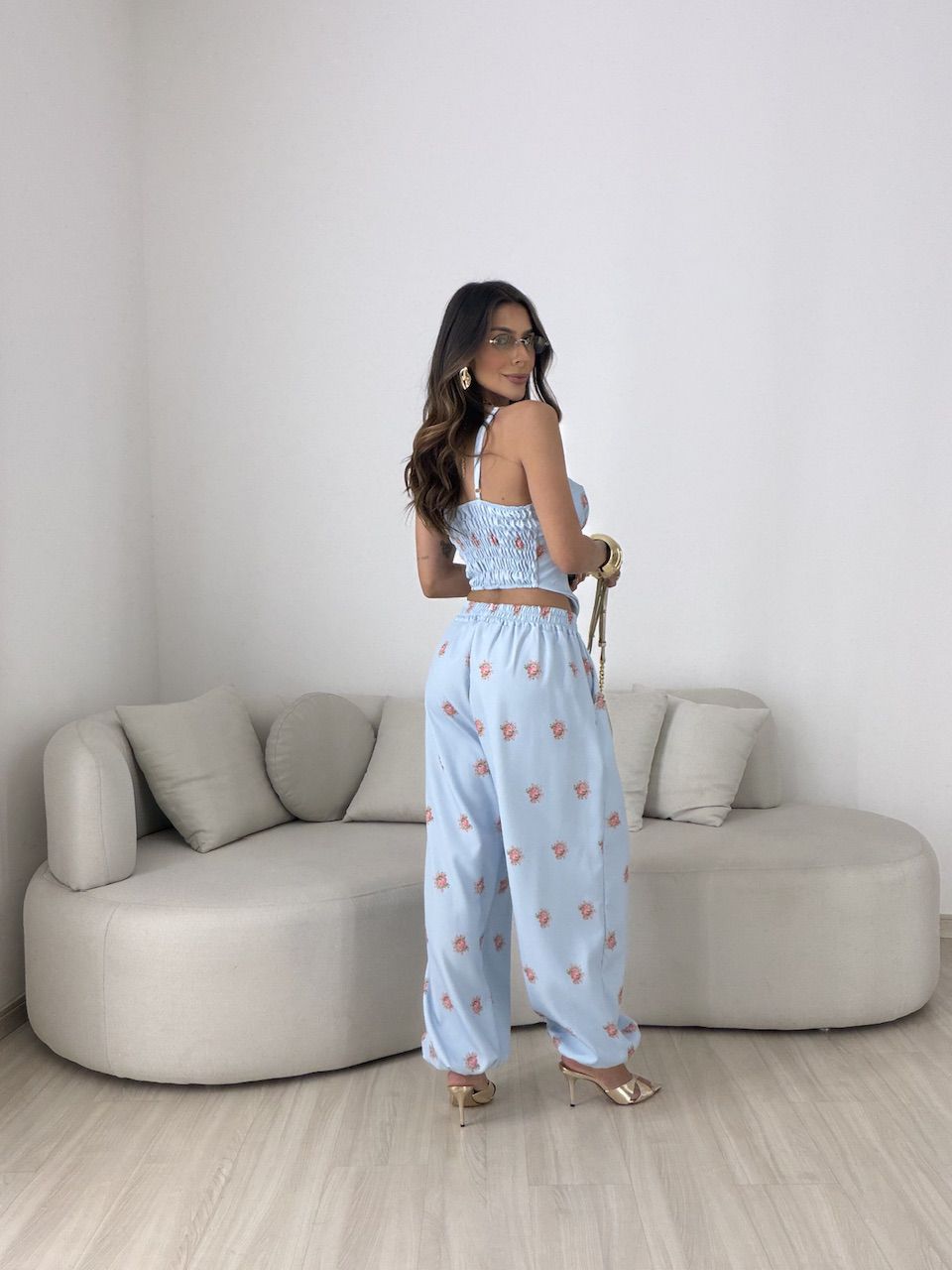 CONJUNTO MALU FLORES AZUL