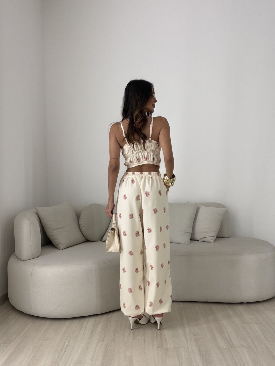 CONJUNTO MALU FLORES CREME