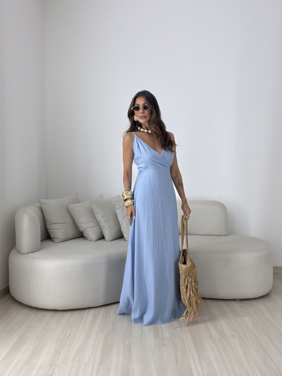 VESTIDO ANASTÁCIA ALCINHA AZUL - 0081660109 - CAROLLA FERRARO