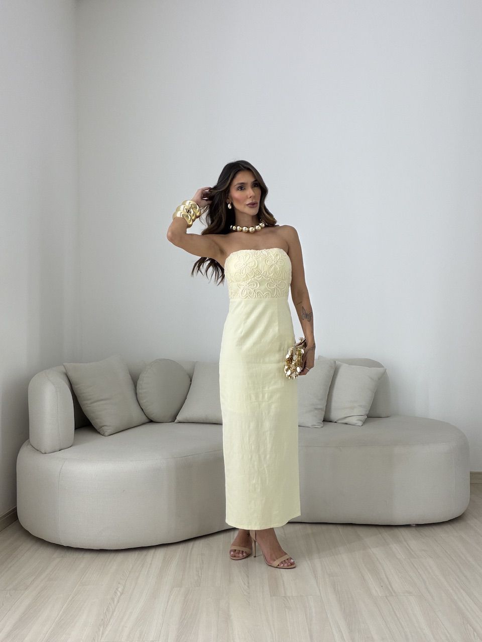 VESTIDO LAUREN TOMARA QUE CAIA CREME - 0081580087 - CAROLLA FERRARO