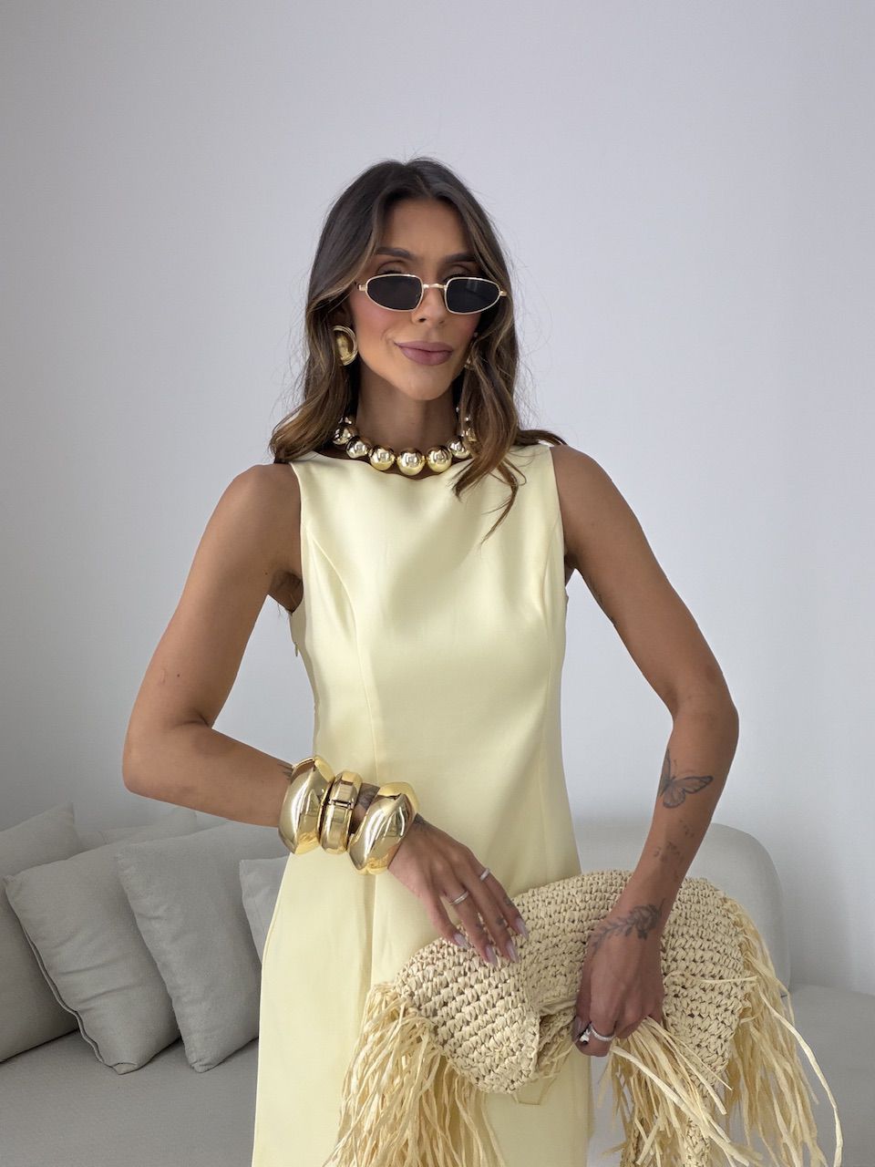 VESTIDO LETÍCIA RENDA AMARELO