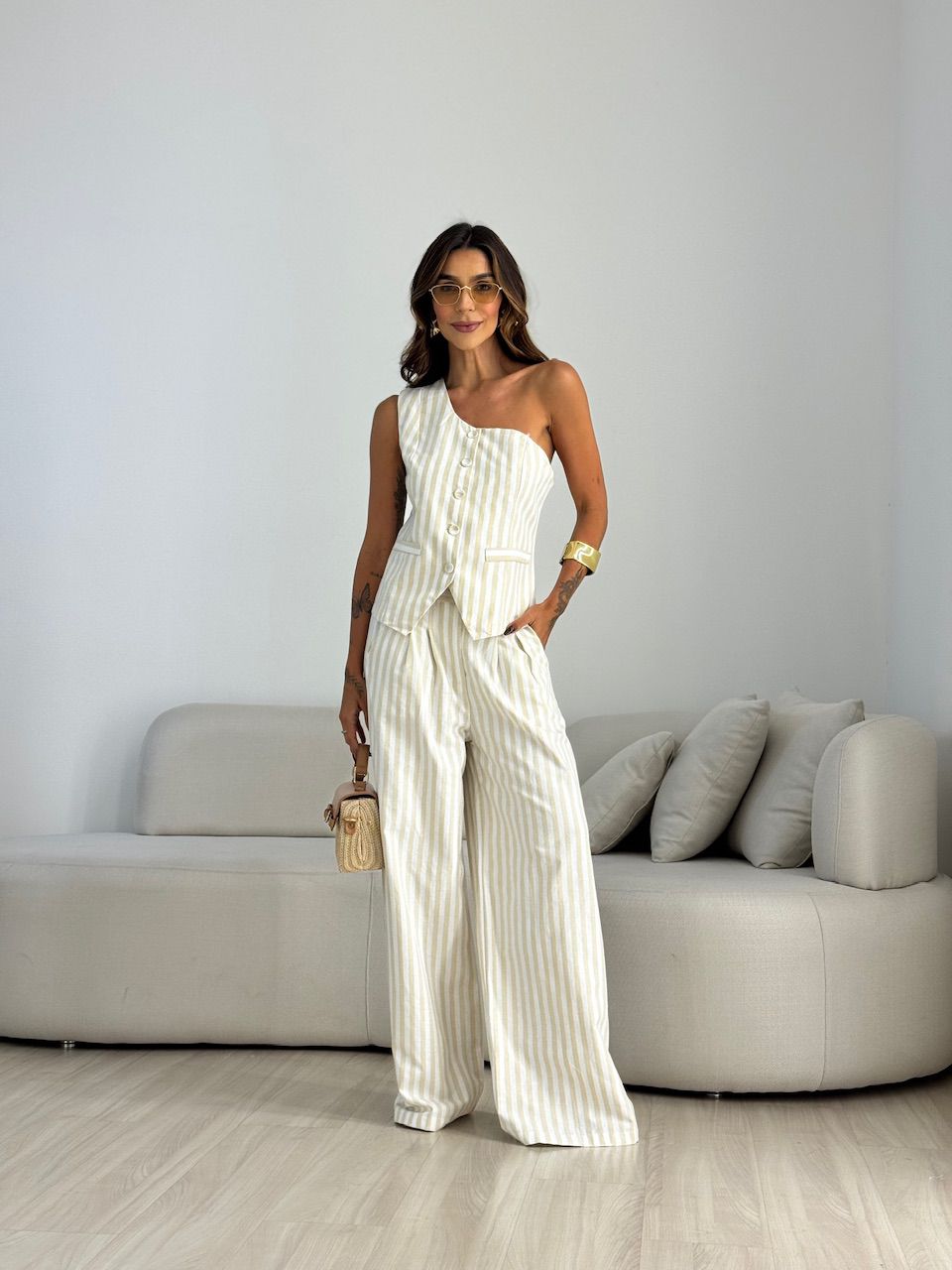 CONJUNTO MOANA LISTRADO NUDE - 0071170049 - CAROLLA FERRARO