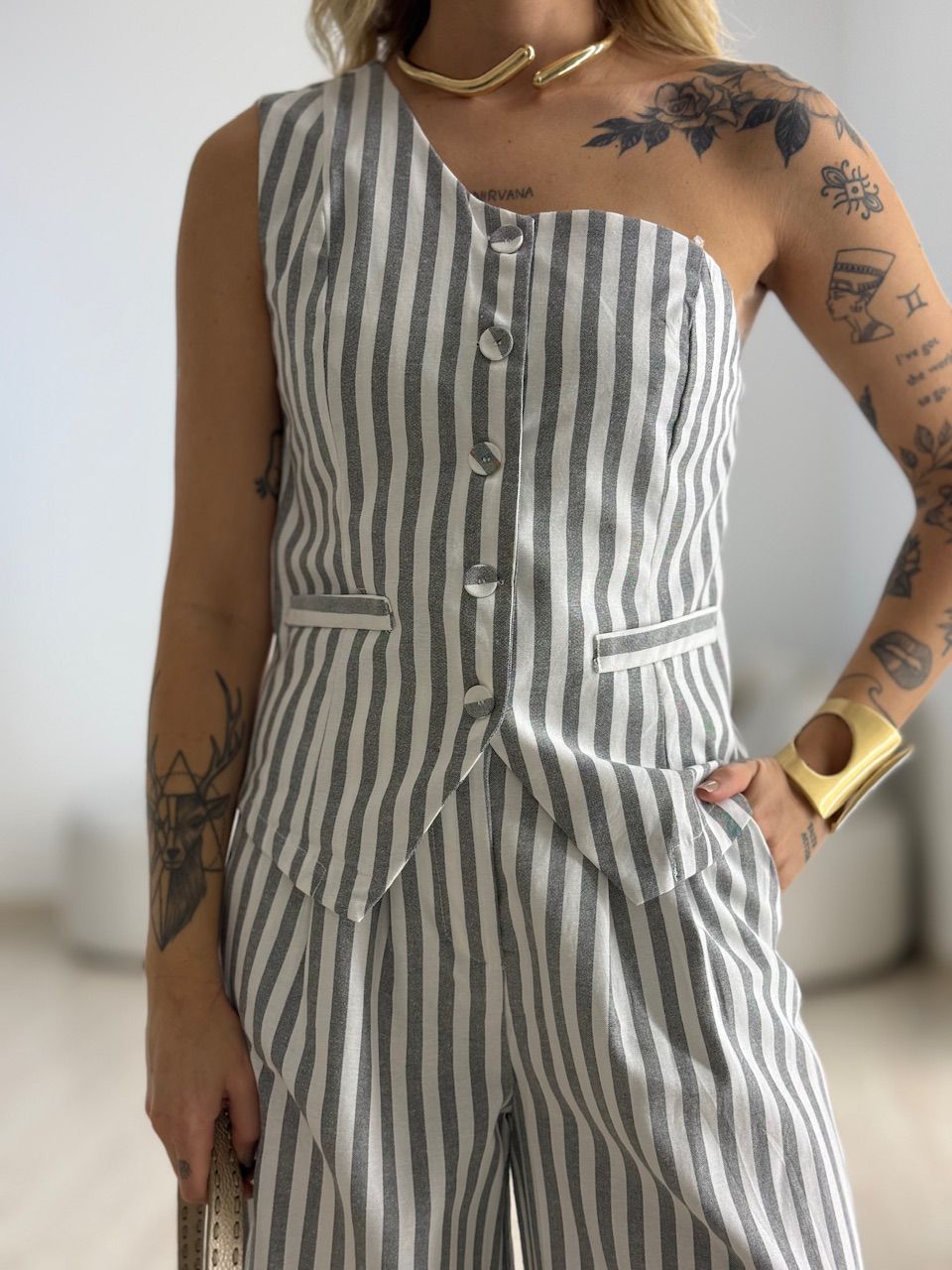 CONJUNTO MOANA LISTRADO PRETO