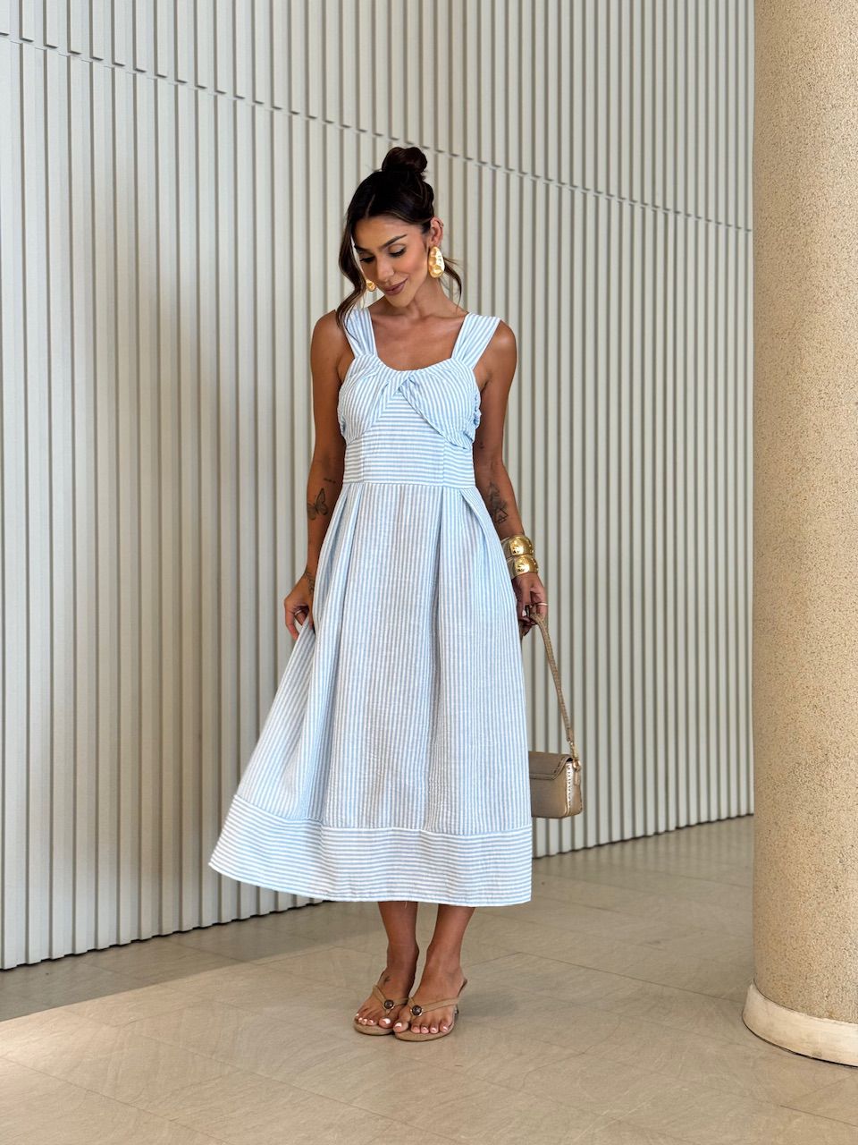 VESTIDO ISIS LISTRAS BABY BLUE