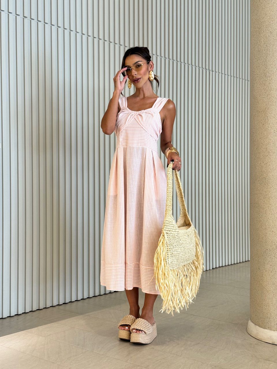 VESTIDO ISIS LISTRAS BABY PINK