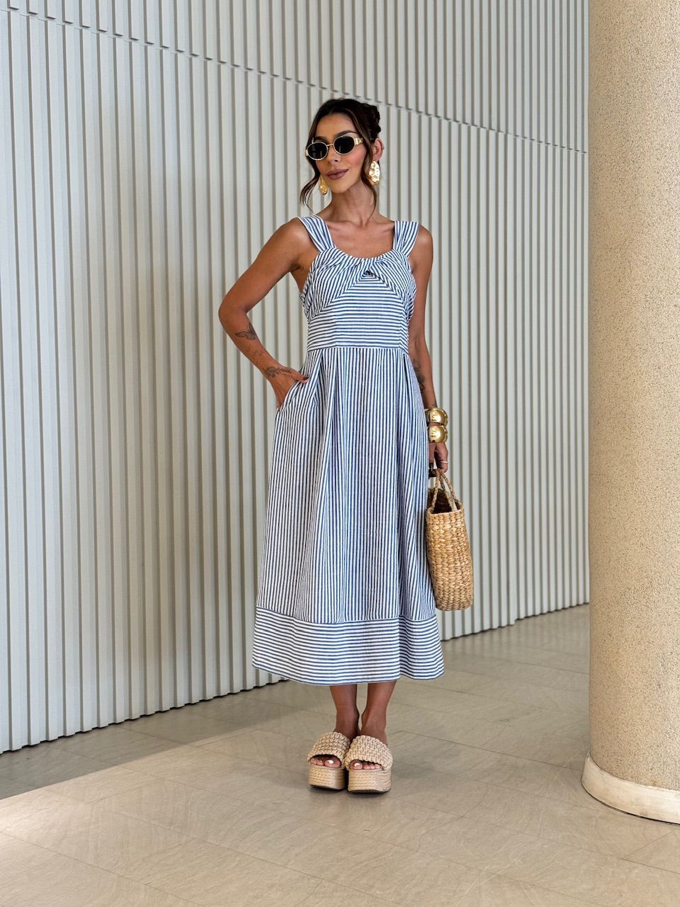 VESTIDO ISIS LISTRAS MARINHO