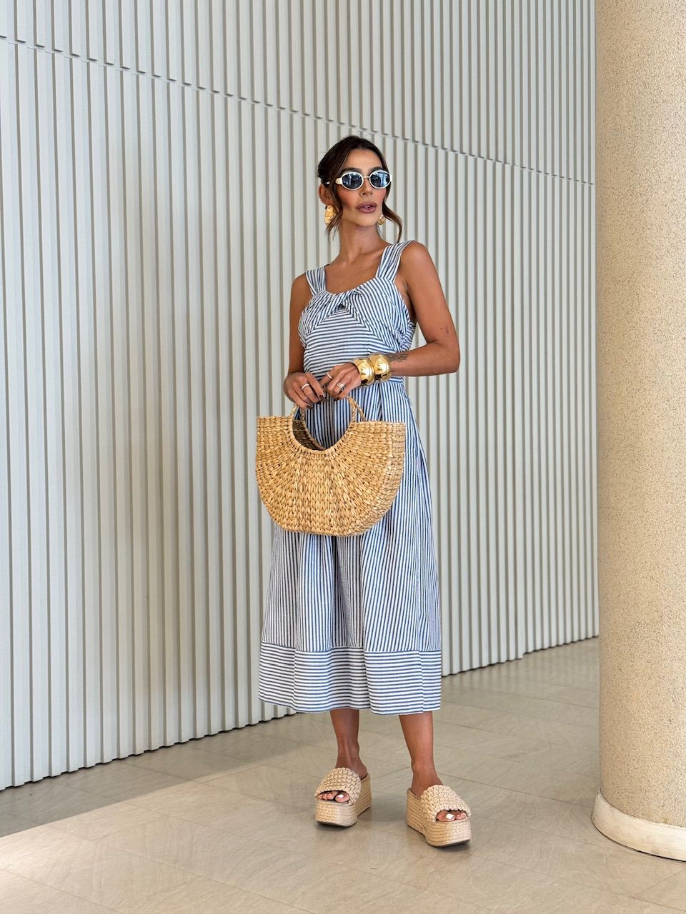 VESTIDO ISIS LISTRAS MARINHO