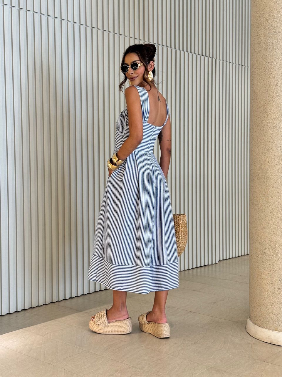 VESTIDO ISIS LISTRAS MARINHO