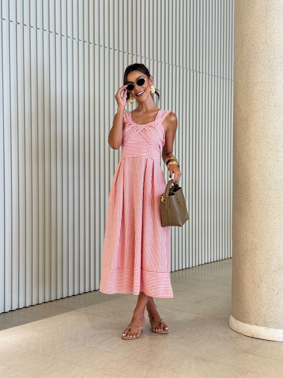 VESTIDO ISIS LISTRAS VERMELHO