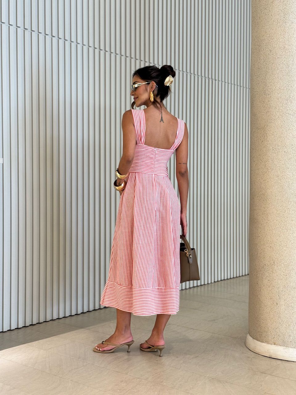 VESTIDO ISIS LISTRAS VERMELHO