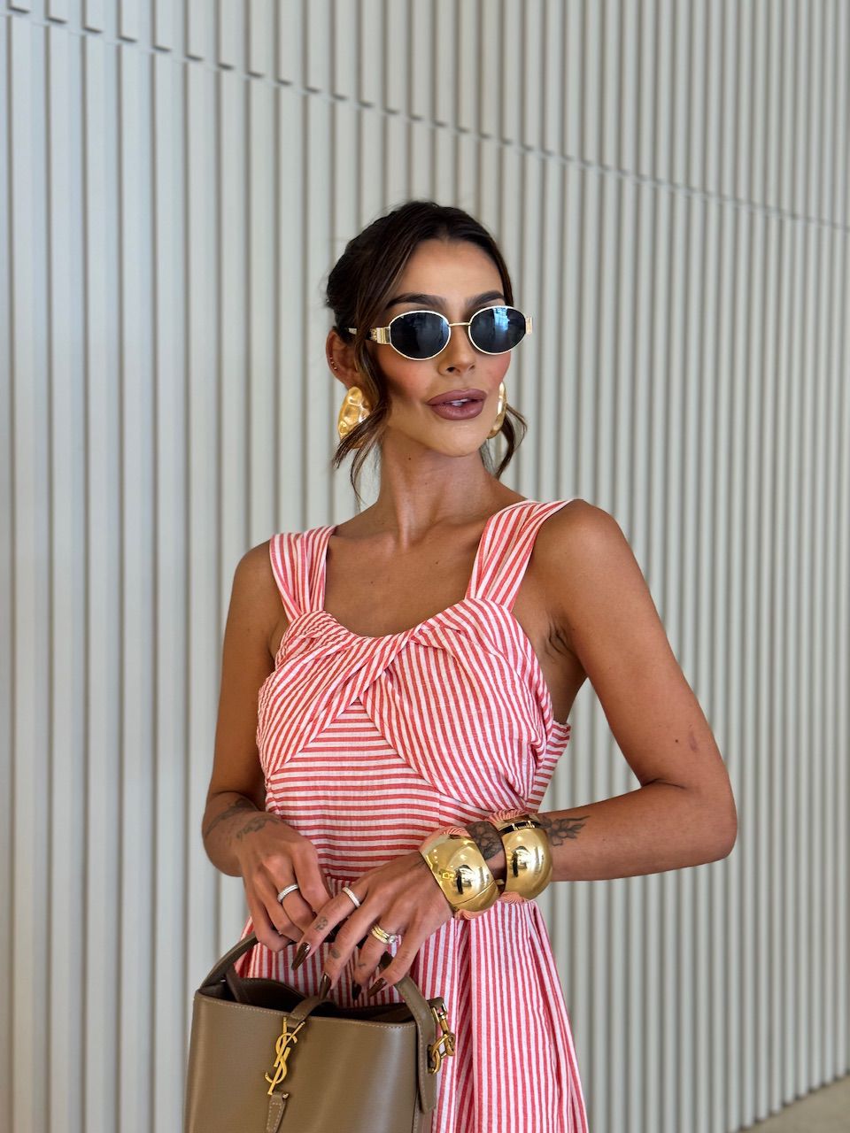 VESTIDO ISIS LISTRAS VERMELHO