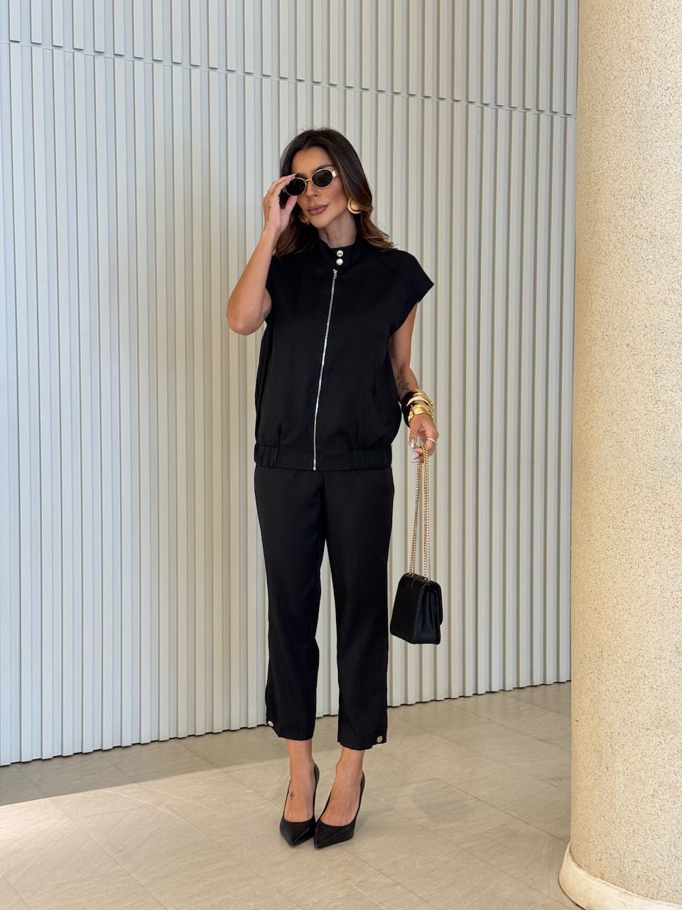 CALÇA GIOVANA BOTÃO PRETA