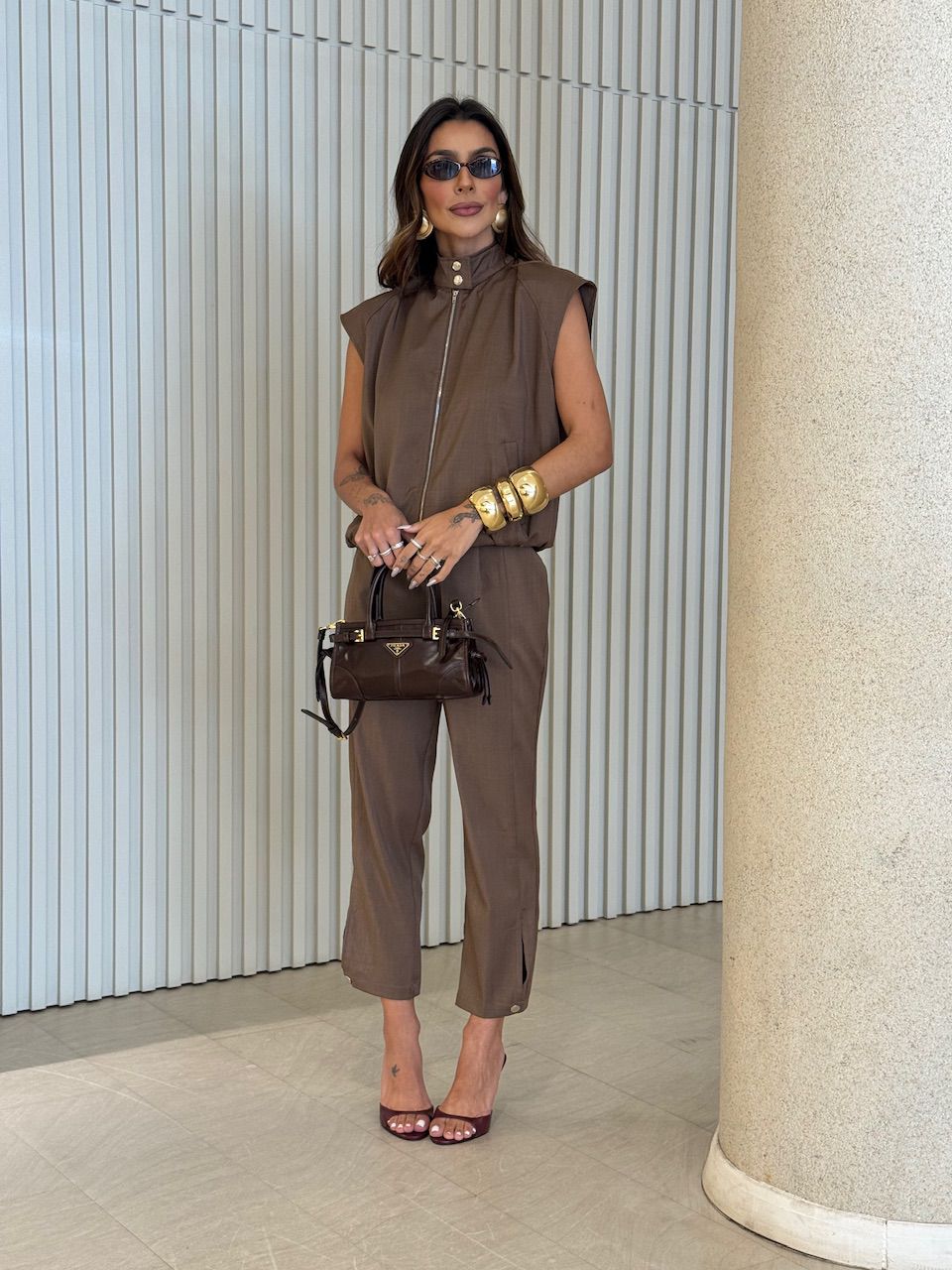 COLETE MANUELA ZÍPER MARROM