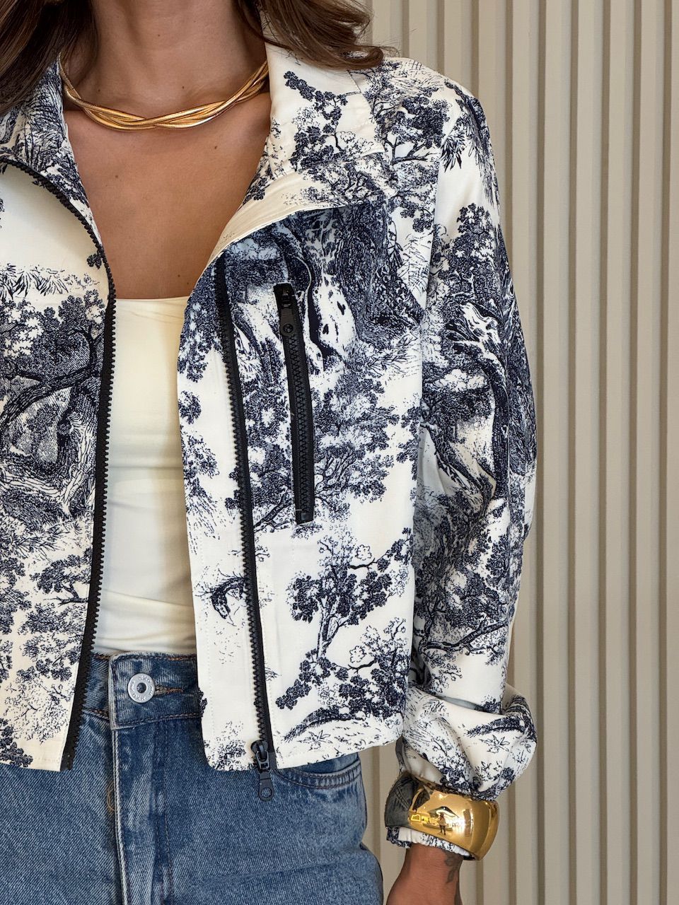 JAQUETA CATARINA ESTAMPADA MARINHO