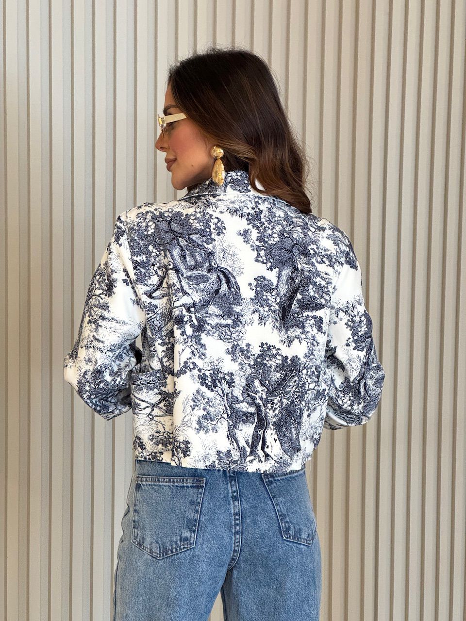 JAQUETA CATARINA ESTAMPADA MARINHO