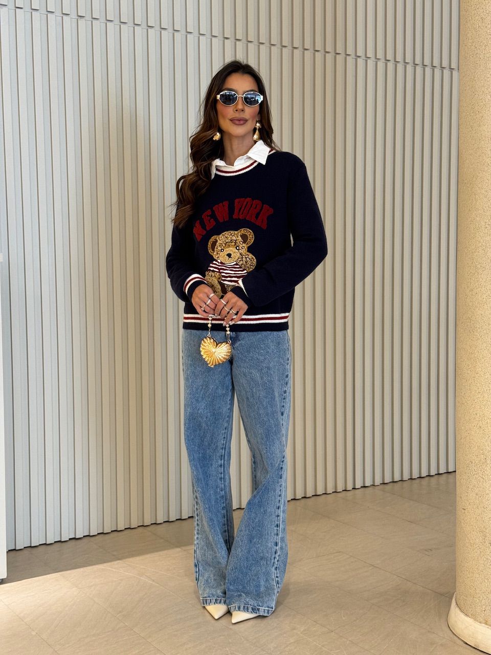 MOLETOM AGNES TRICOT MARINHO