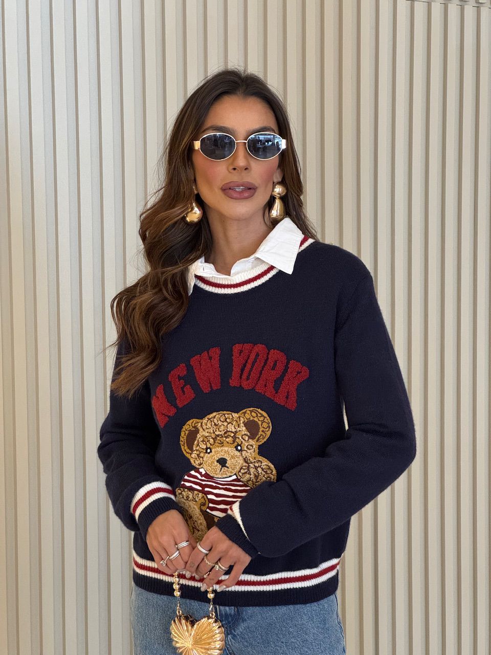 MOLETOM AGNES TRICOT MARINHO