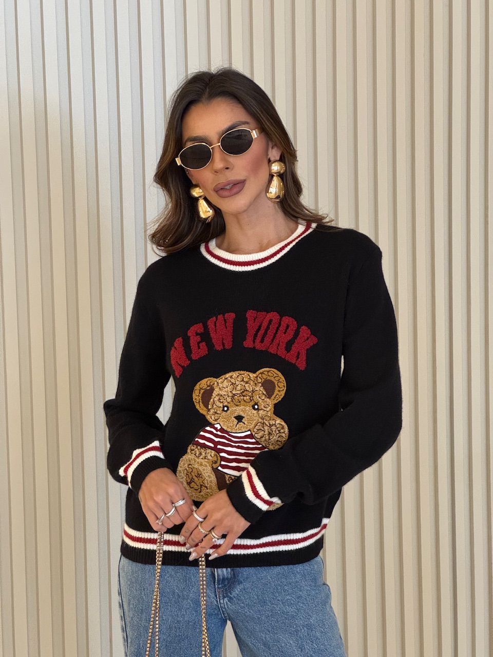 MOLETOM AGNES TRICOT PRETO