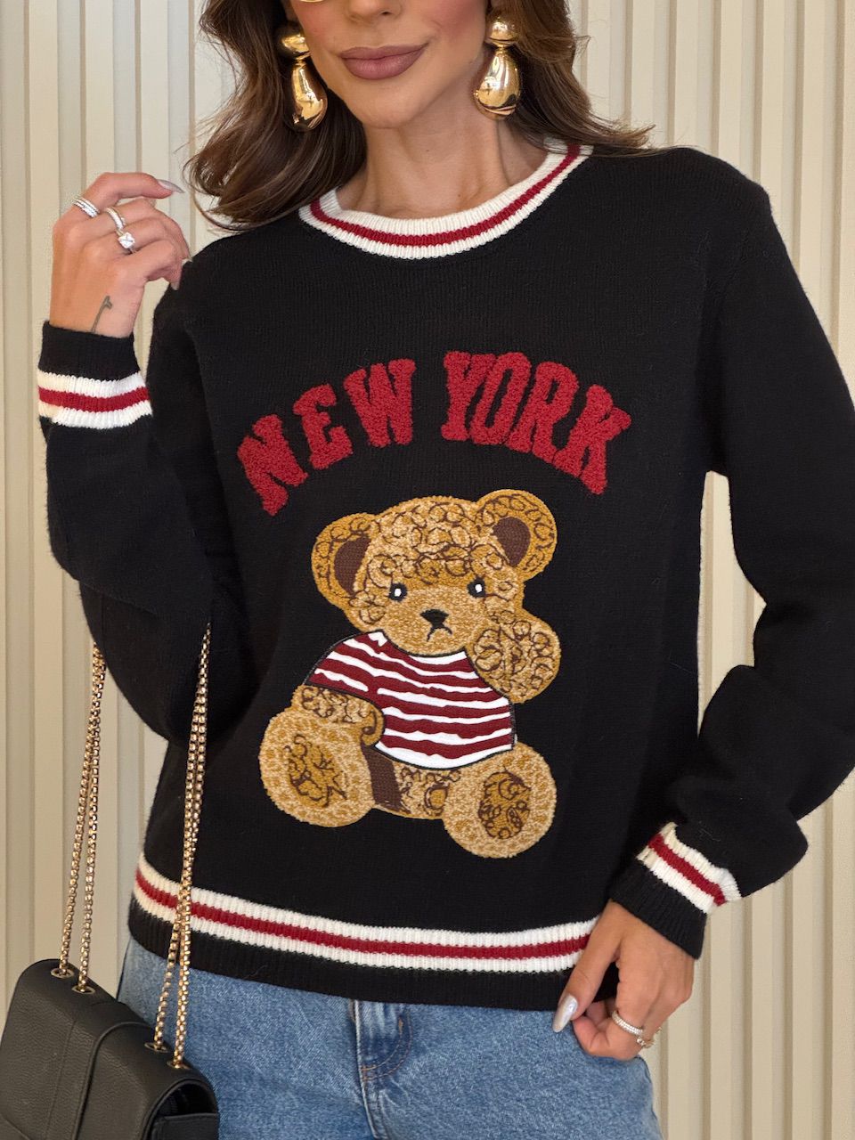 MOLETOM AGNES TRICOT PRETO