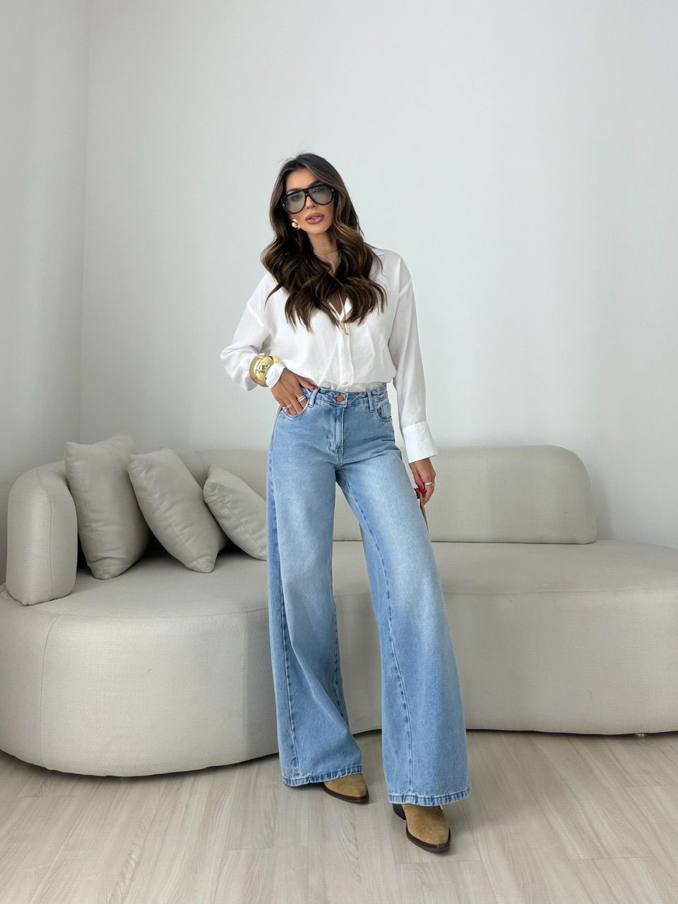 CALÇA LAVÍNIA RELAXED JEANS CLARO - 0079600071 - CAROLLA FERRARO