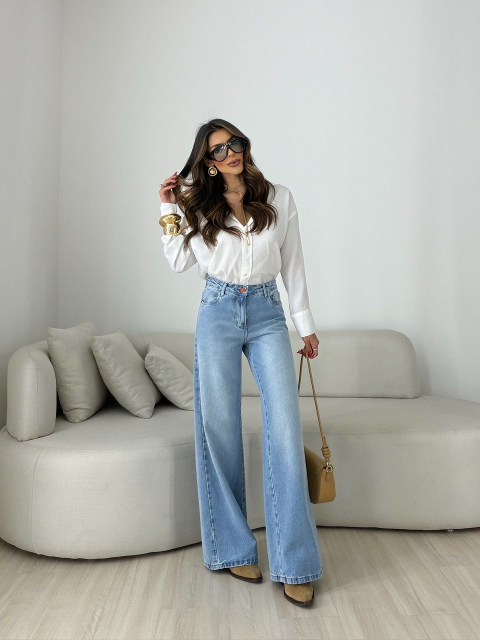 CALÇA LAVÍNIA RELAXED JEANS CLARO
