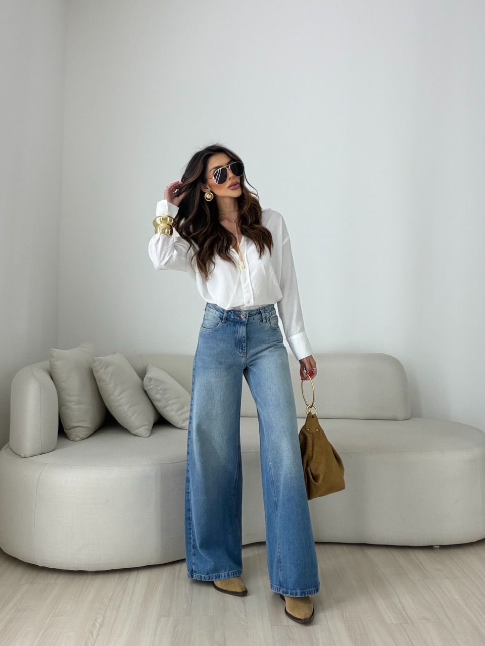 CALÇA LAVÍNIA RELAXED JEANS MÉDIO - 0079600423 - CAROLLA FERRARO